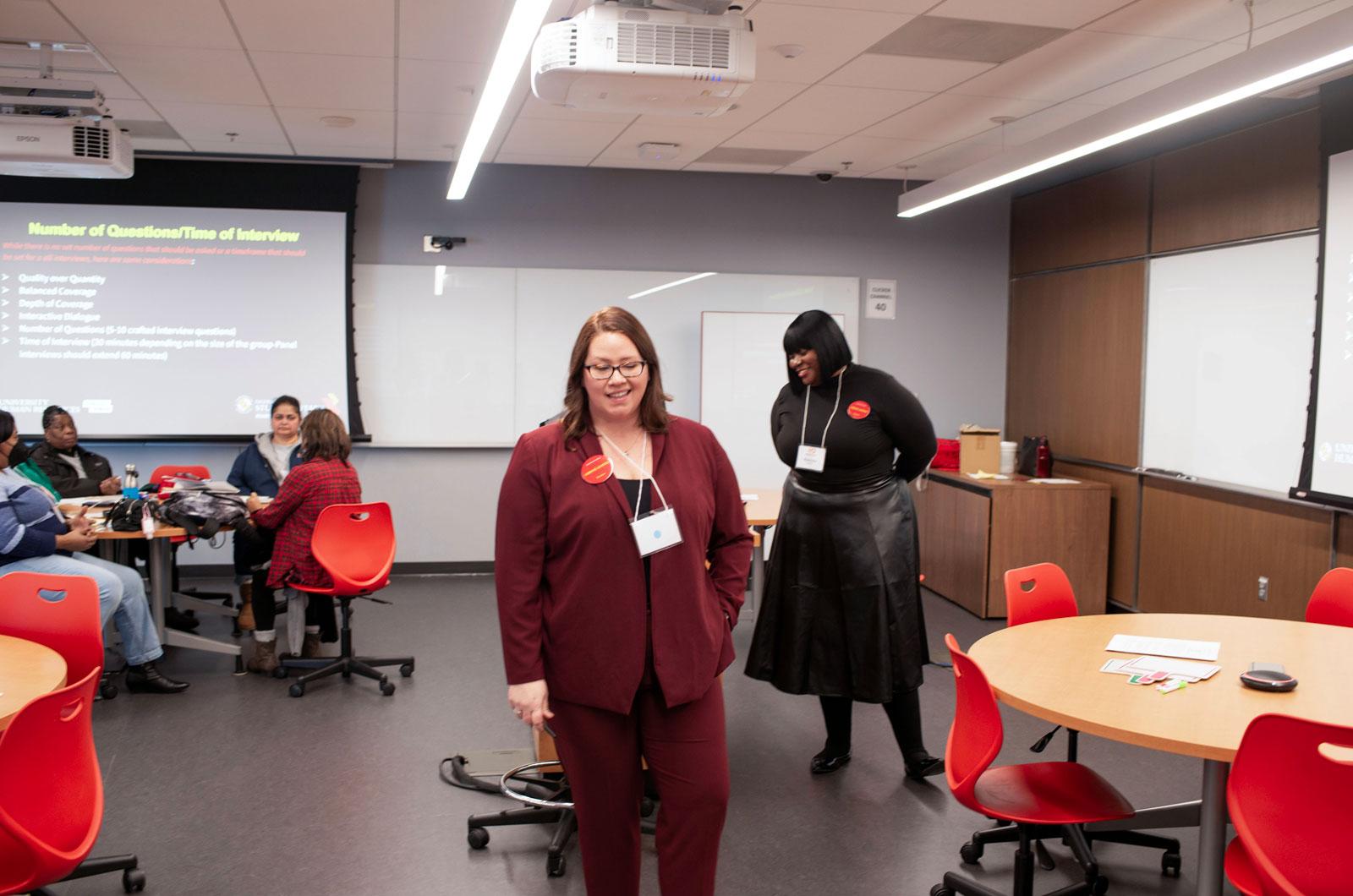 Rashida Bailey & Amy Swartz presenting in a classroom
